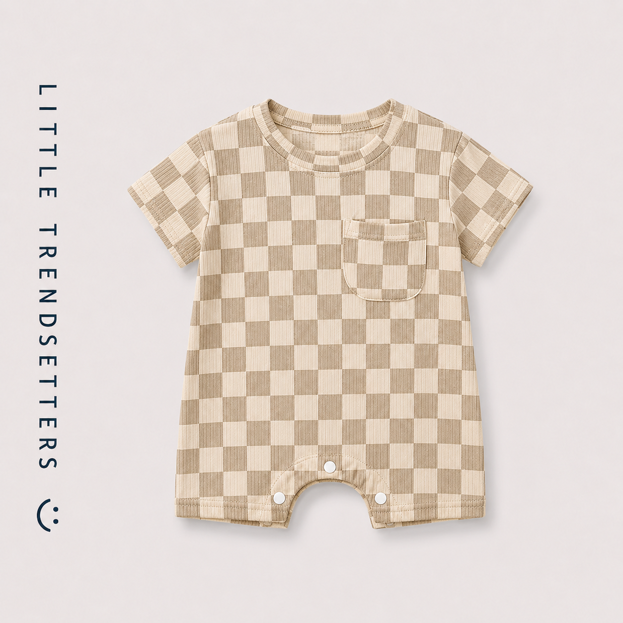 Beige Checkerboard Romper