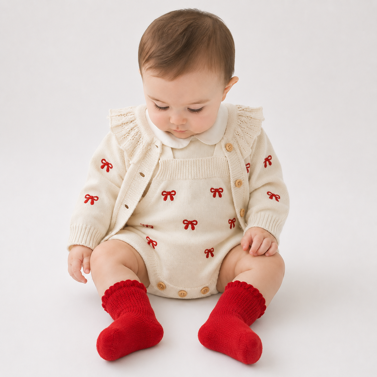 Bow Knit Cardigan & Bloomer (2 Piece) Set