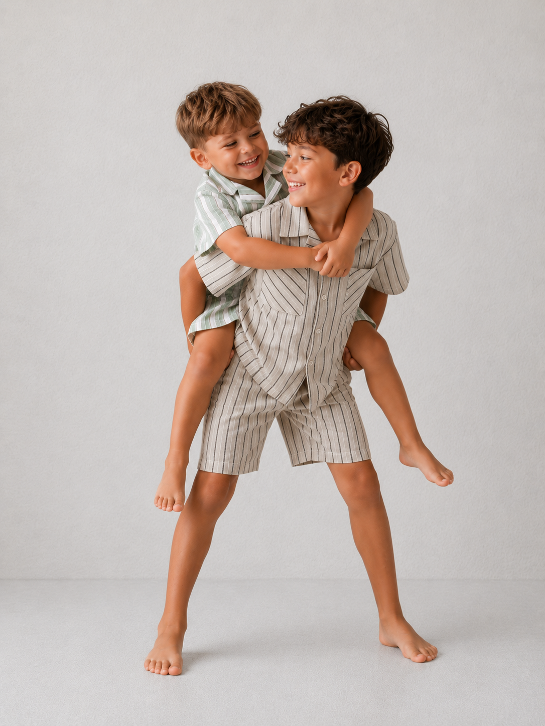 Neutral Summer T-shirt and Short Stripe Set
