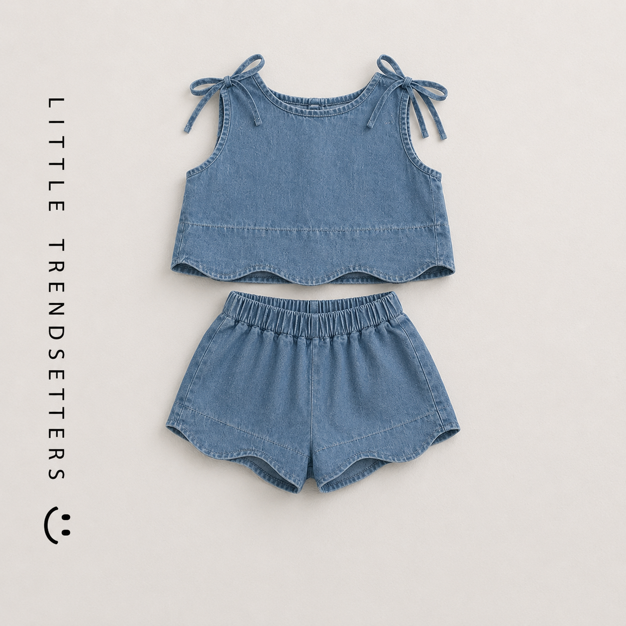 Sleeveless Denim Vest and Shorts Two-piece Set