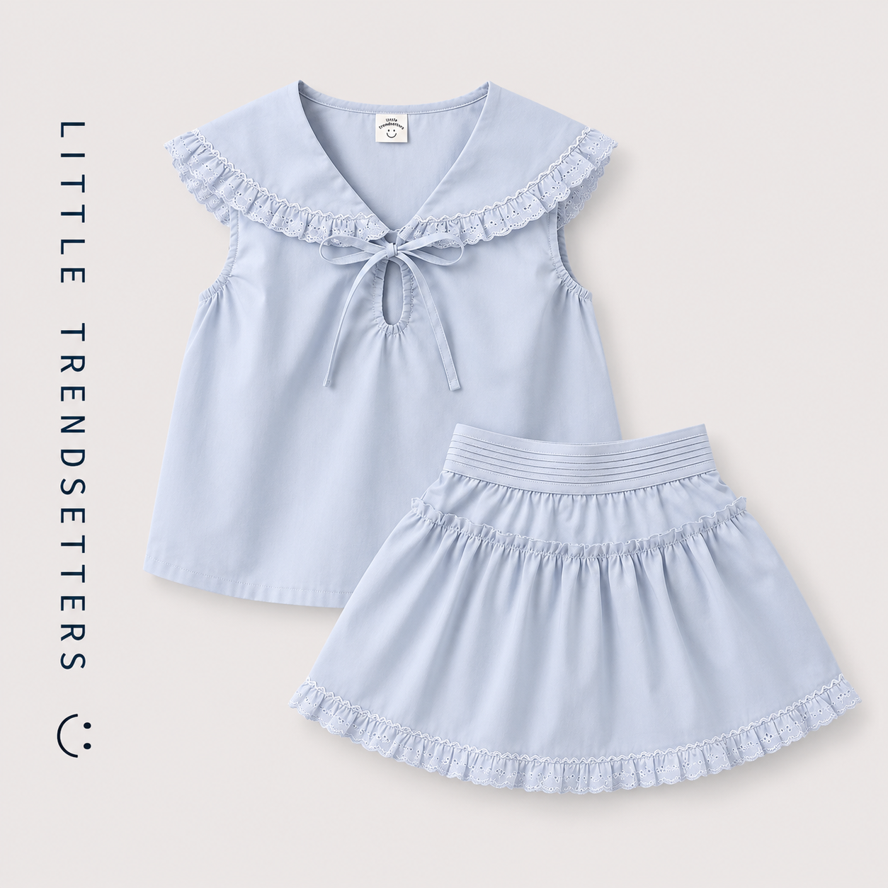Sleeveless Sailor Collar Vest and Skirt Set