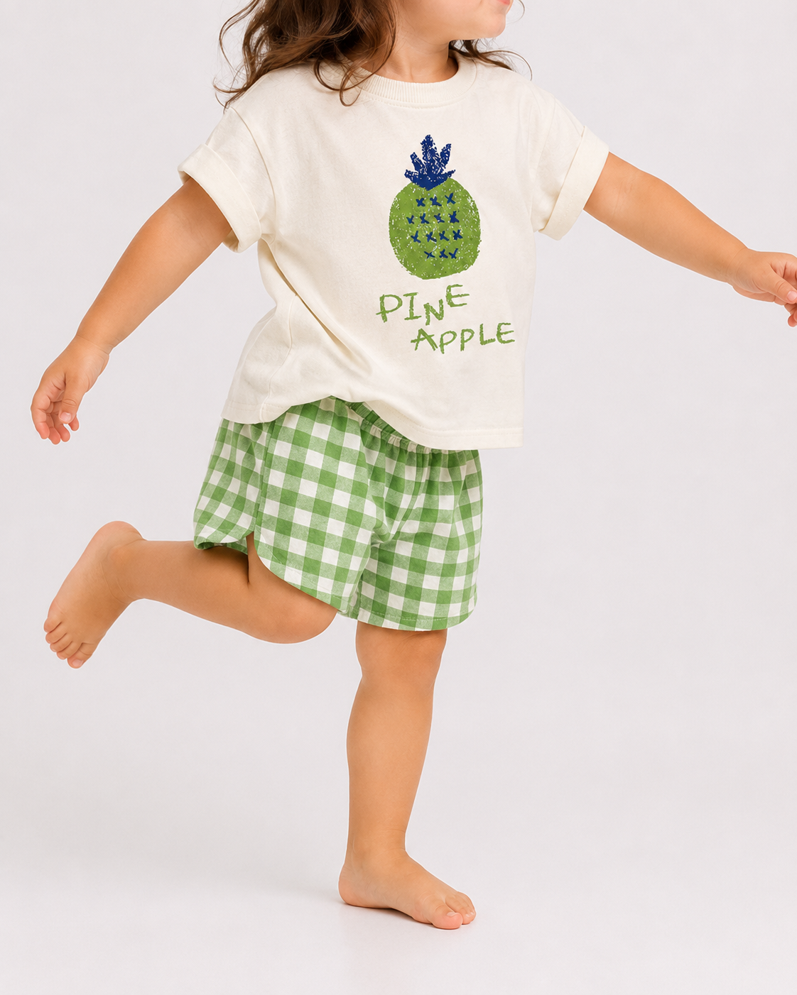 Fruit Plaid Summer Shorts and T-Shirt Set
