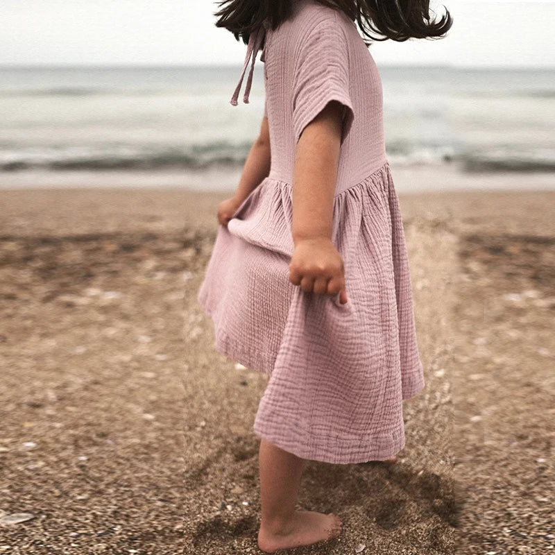 Loose Muslin Tie Back Summer Dress