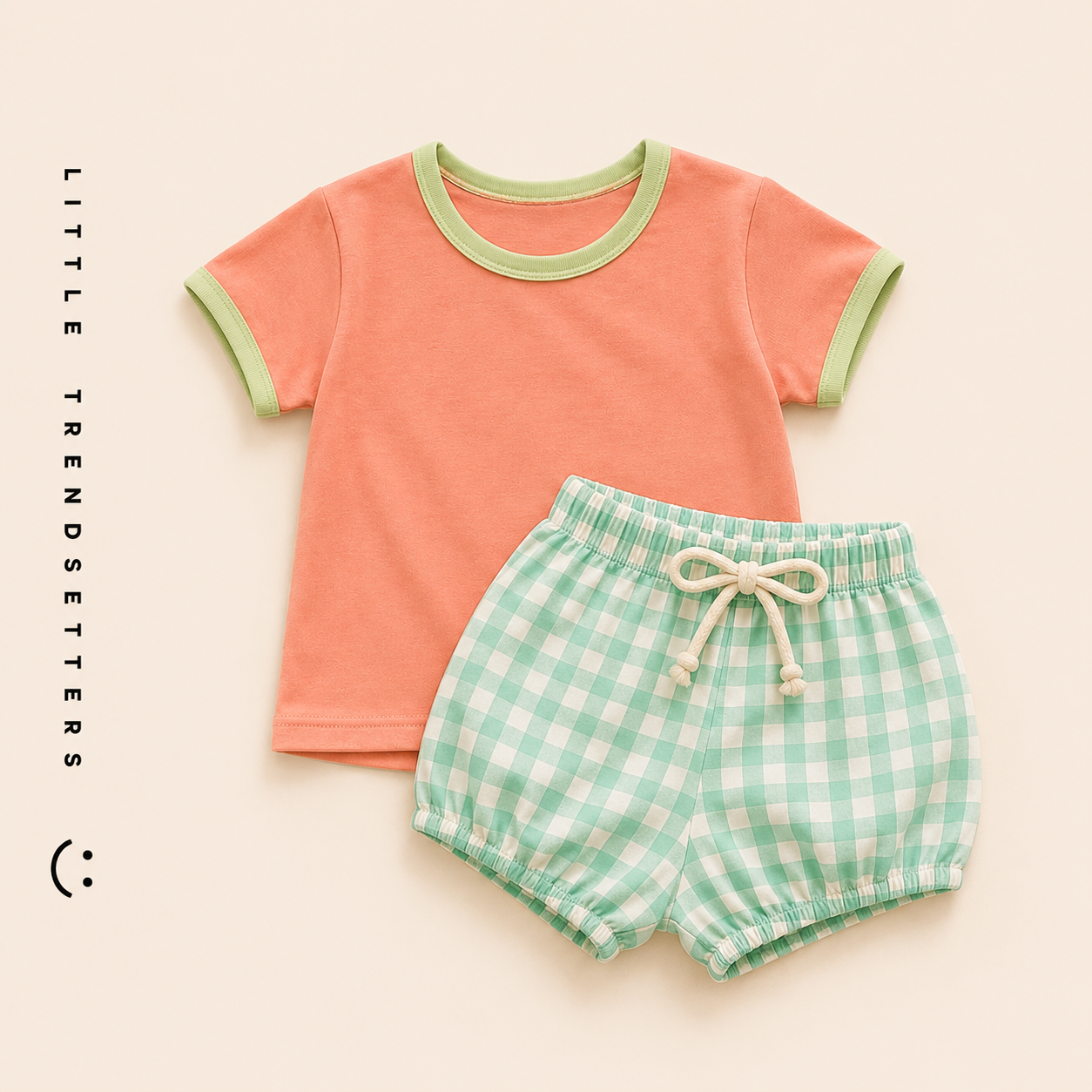 Funky Gingham Summer Romper Shorts and T-shirt Sets