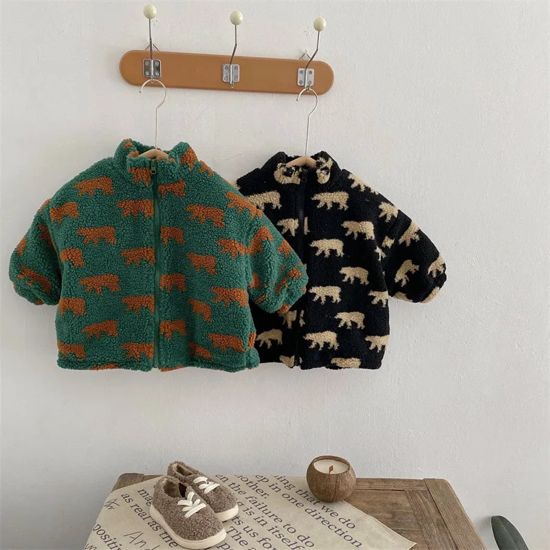 Bear Print Vintage Fleece