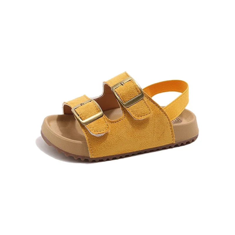 Little Trendsetters Double Buckle Velcro and Elastic Strapped Sandal
