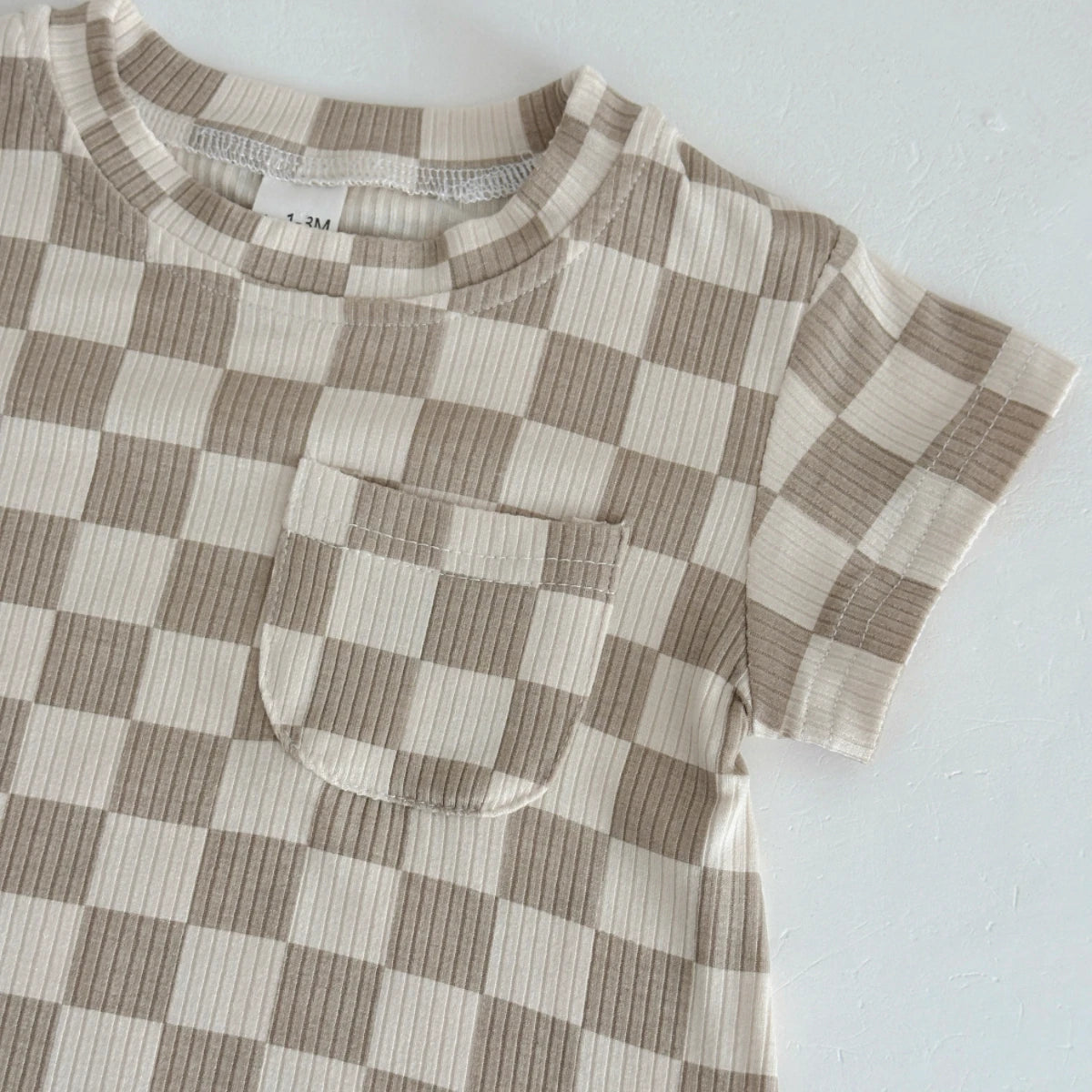 Beige Checkerboard Romper