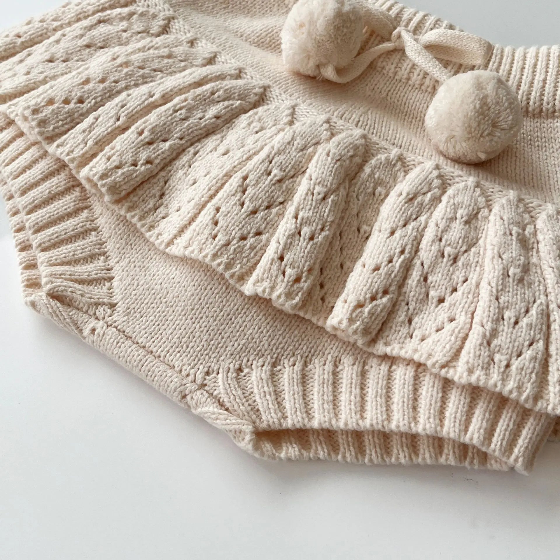 Knitted Pom Sweater and Bloomers Set