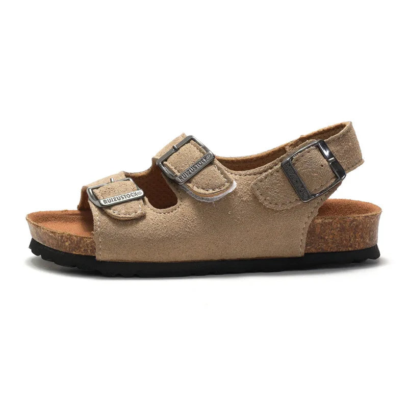 Little Trendsetters Softwood Triple Buckle Velcro Suede Sandal