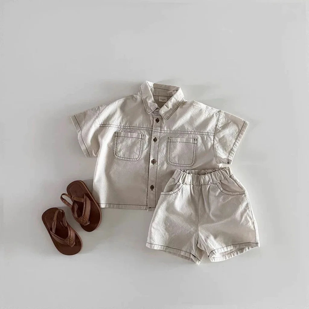 Denim Shirt and Shorts Set