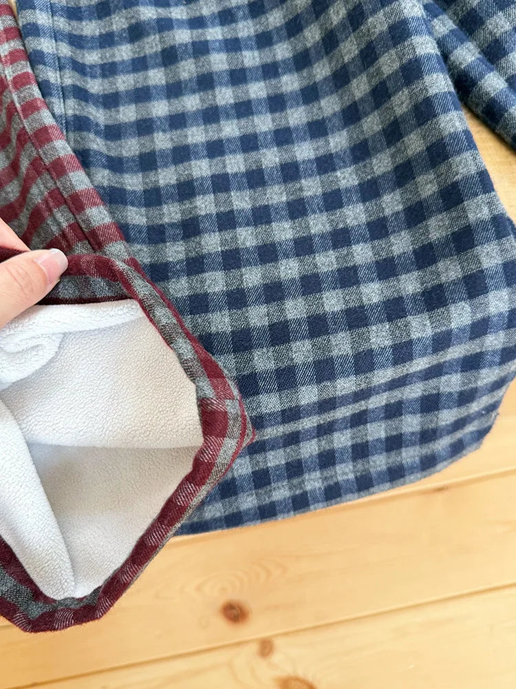 Loose Autumn Plaid Flannel Trousers