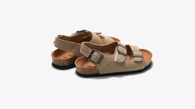 Little Trendsetters Softwood Triple Buckle Velcro Suede Sandal