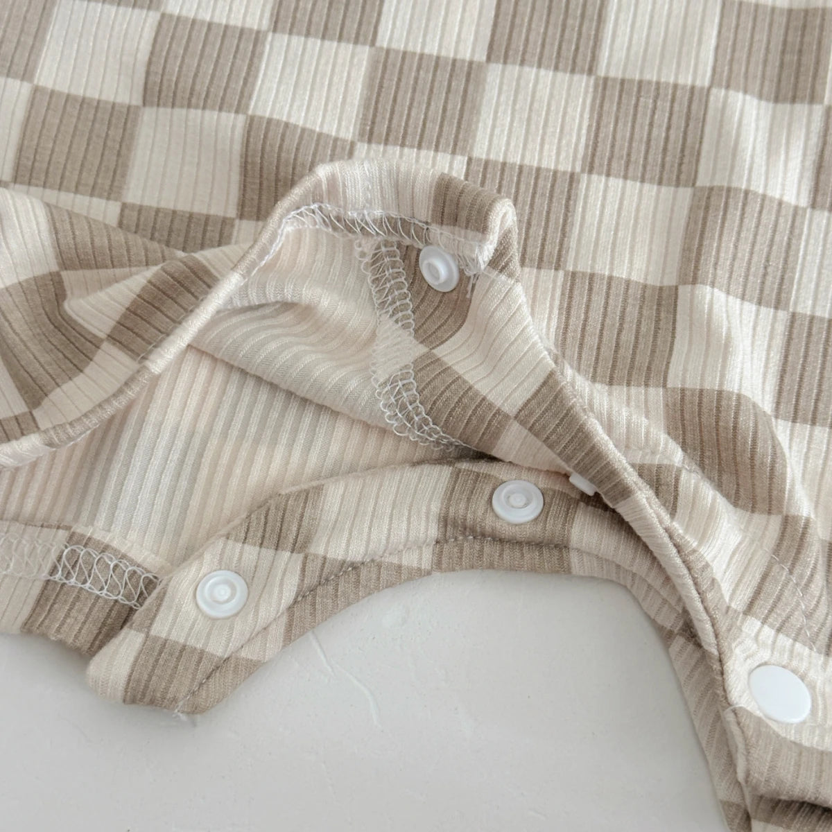 Beige Checkerboard Romper