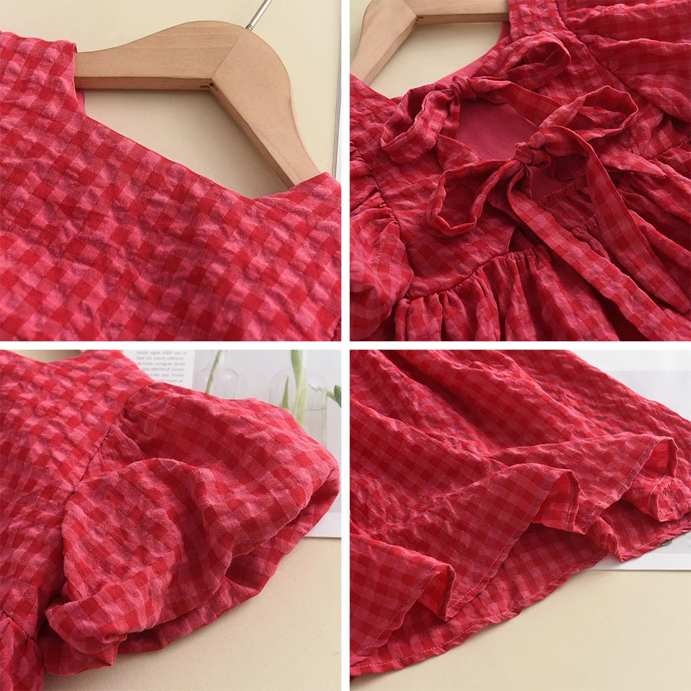 Raspberry Gingham Dress