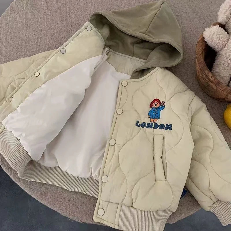 Hooded Winter Embroidered Cotton Jacket