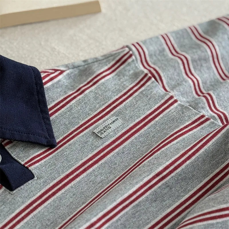 Striped Long Sleeve Polo Shirt