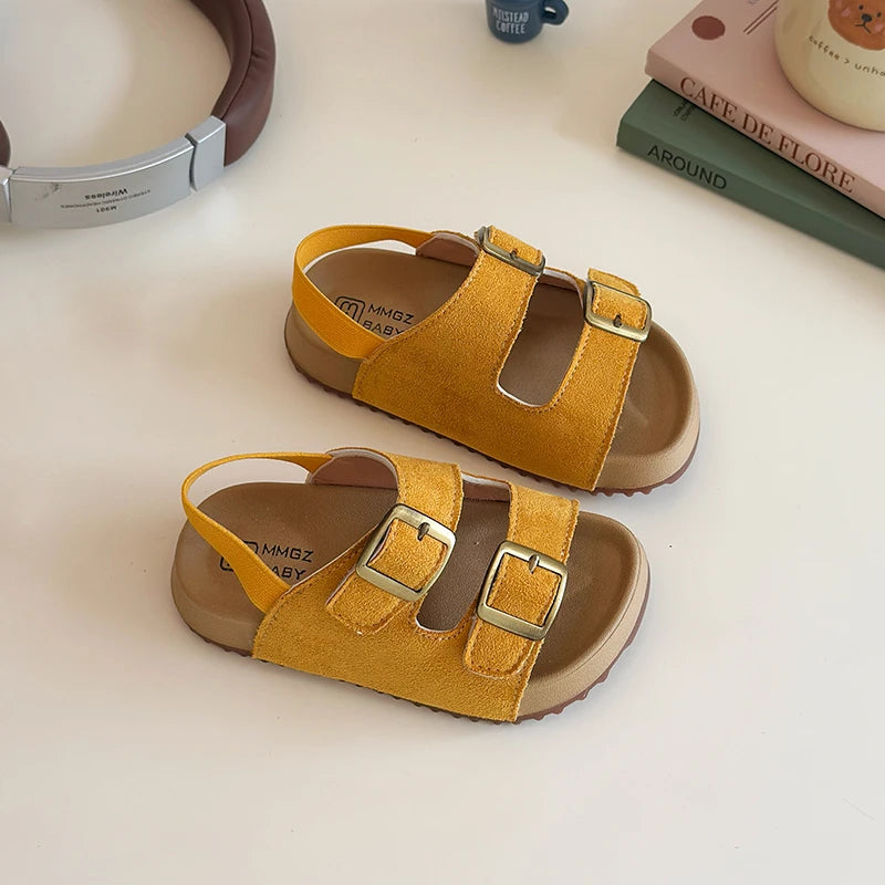 Little Trendsetters Double Buckle Velcro and Elastic Strapped Sandal