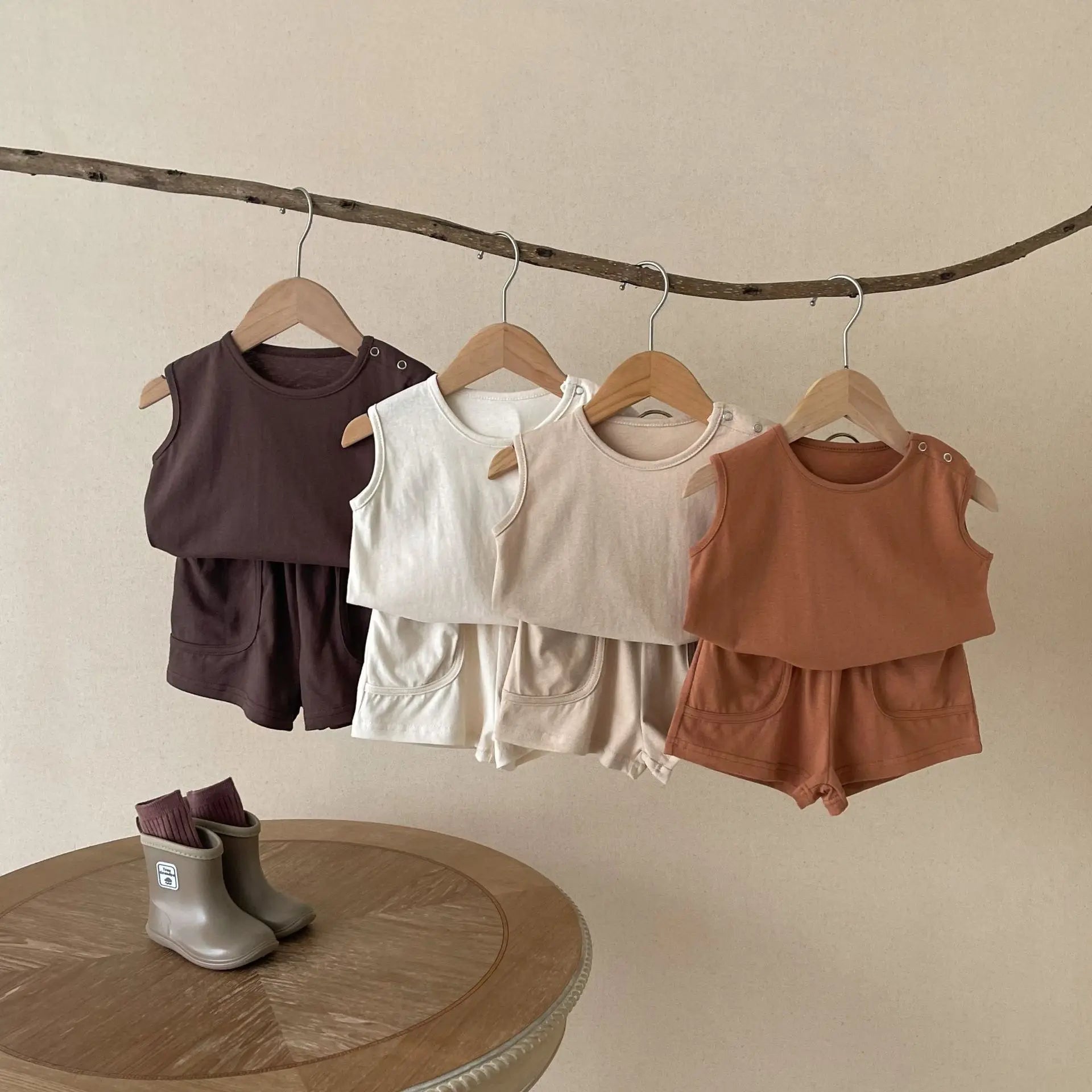 Neutral Sleeveless Lounge Set