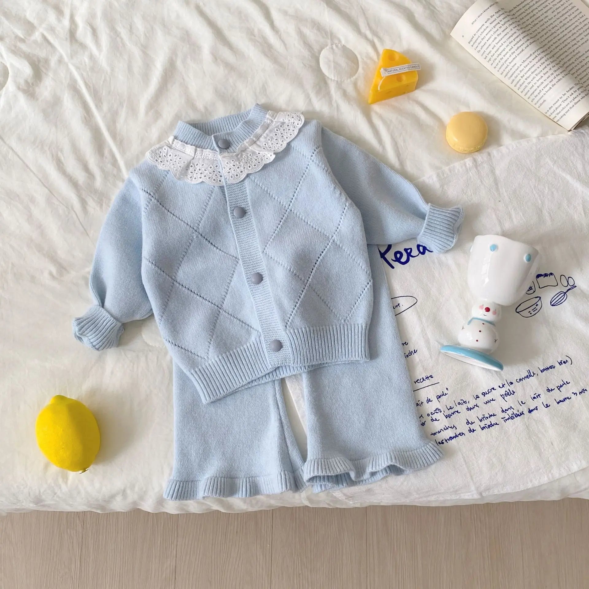 Sweet Lace Cardigan Knit Set