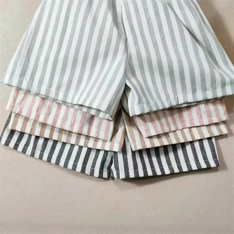 Striped Cotton Shorts