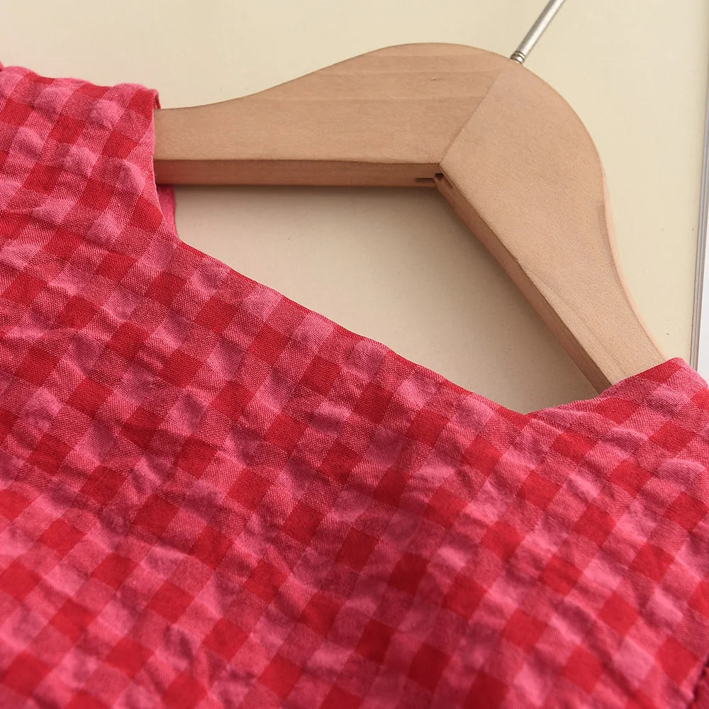 Raspberry Gingham Dress