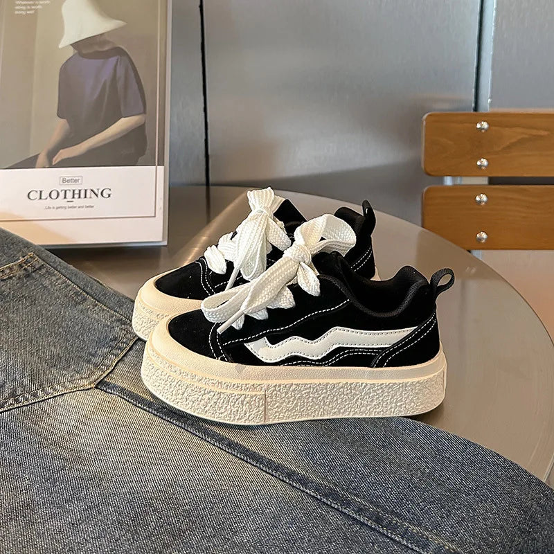 Little Trendsetters Velcro Canvas Thick Bottom Platform Trainers