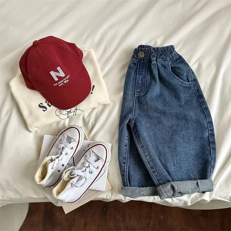 Harlem Style Classic Blue Denim Jeans