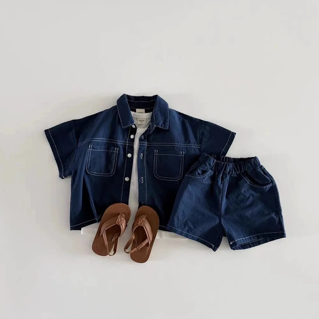 Denim Shirt and Shorts Set