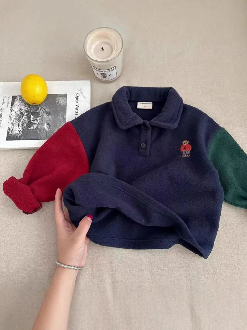 Teddy Bear Fleece Polo Jumper