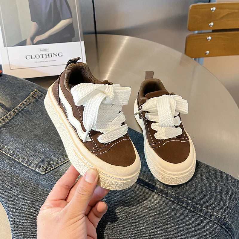 Little Trendsetters Velcro Canvas Thick Bottom Platform Trainers