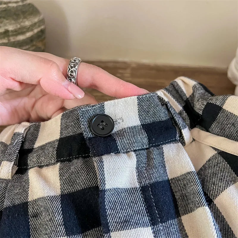 Loose Autumn Plaid Casual Trousers