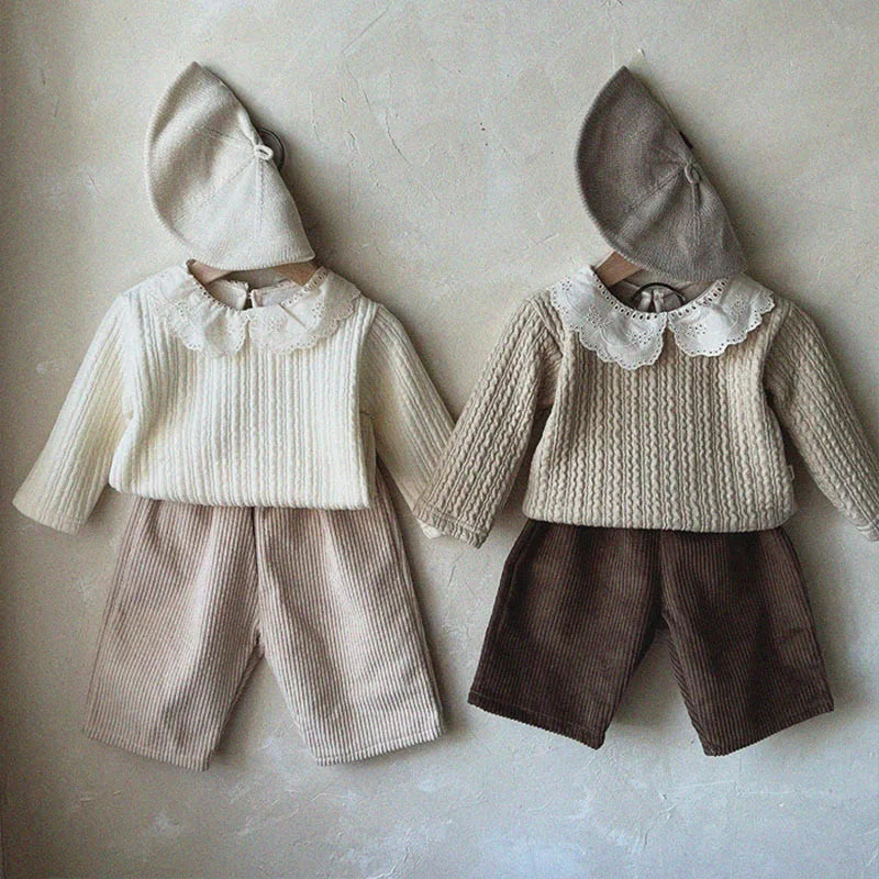 Embroidered Collar Waffle Top