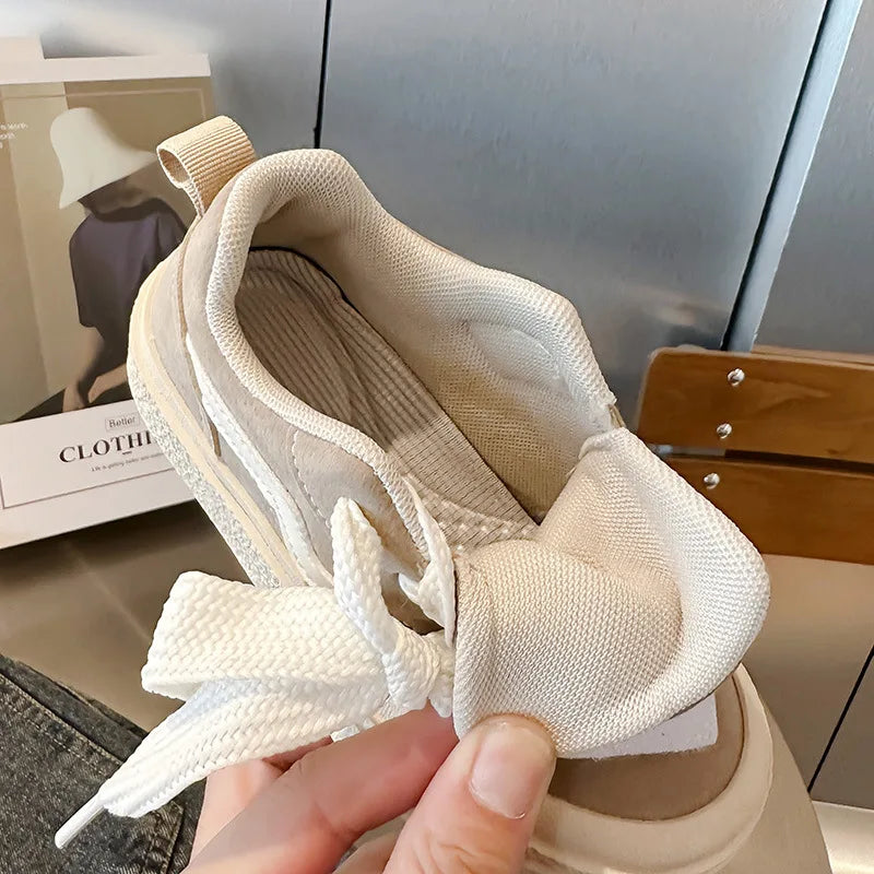 Little Trendsetters Velcro Canvas Thick Bottom Platform Trainers