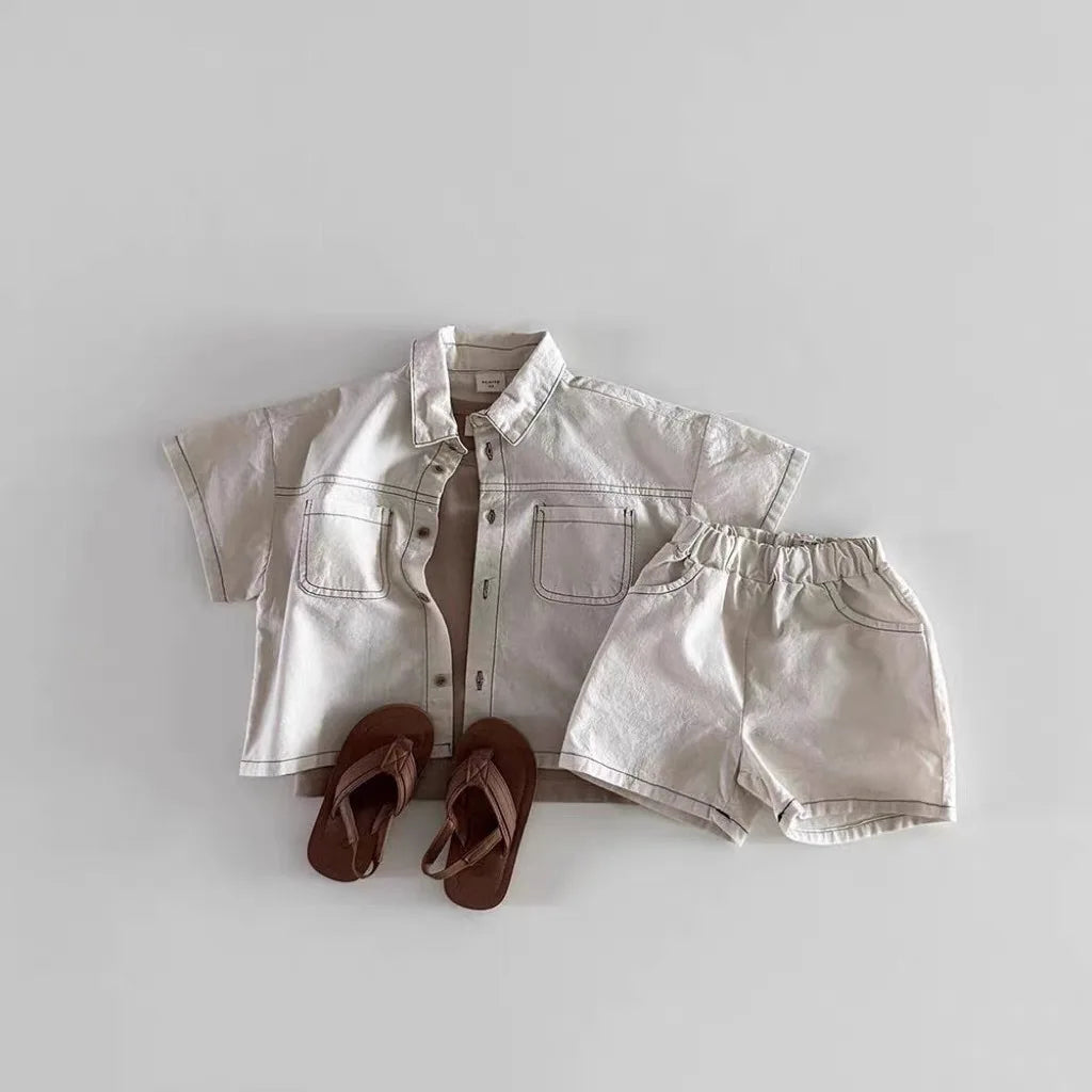 Denim Shirt and Shorts Set