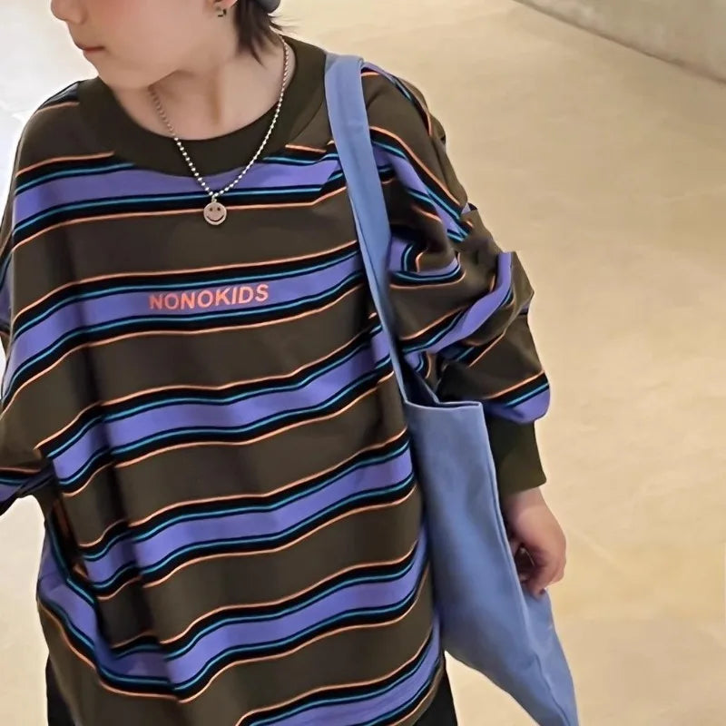 Striped Cotton Oversized Long Sleeve T-shirt