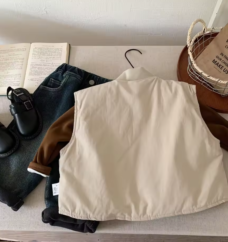 Sleeveless Reversable Plaid Vest Jackets