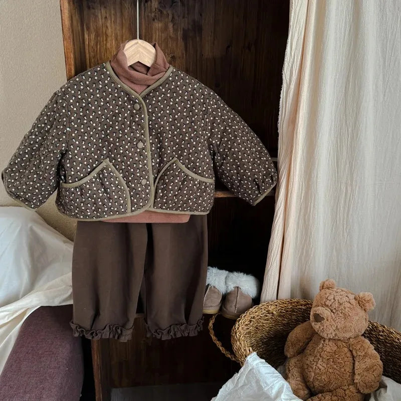 Mocha Brown Quilted Floral Jacket