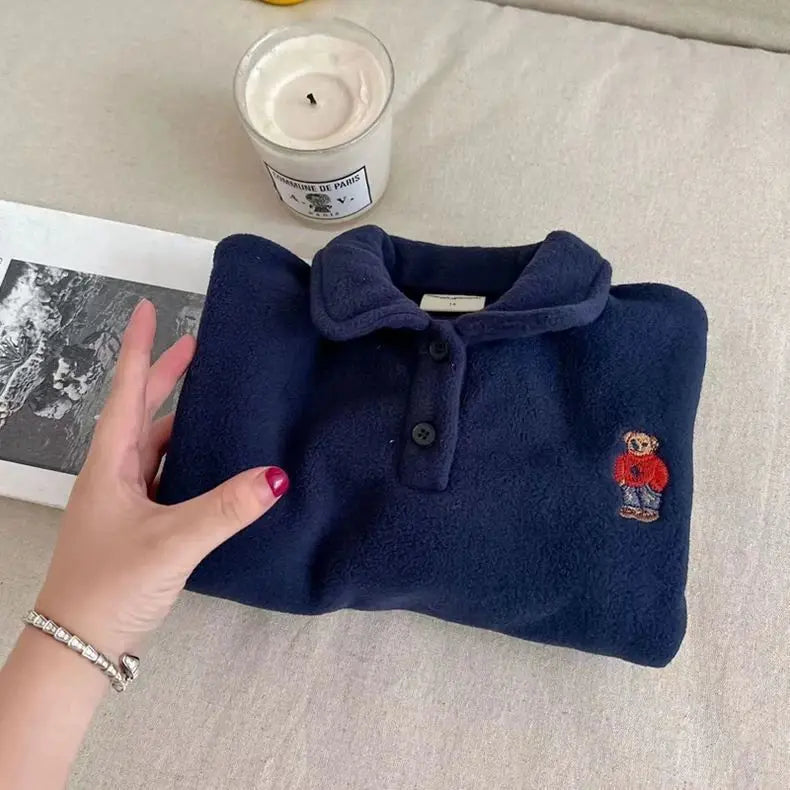 Teddy Bear Fleece Polo Jumper