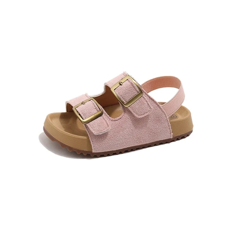Little Trendsetters Double Buckle Velcro and Elastic Strapped Sandal