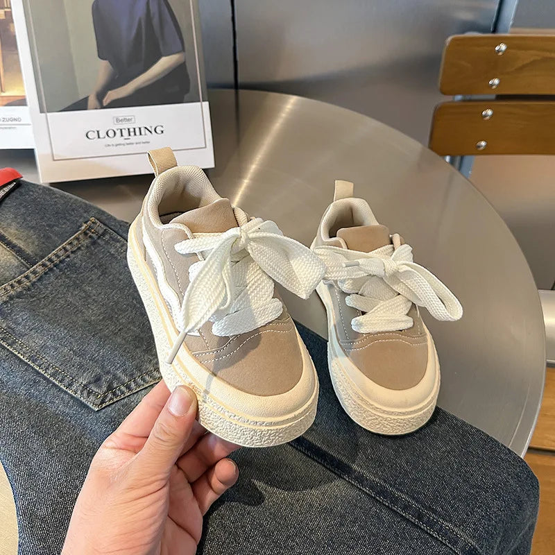 Little Trendsetters Velcro Canvas Thick Bottom Platform Trainers