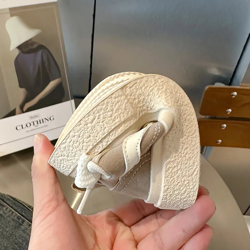 Little Trendsetters Velcro Canvas Thick Bottom Platform Trainers