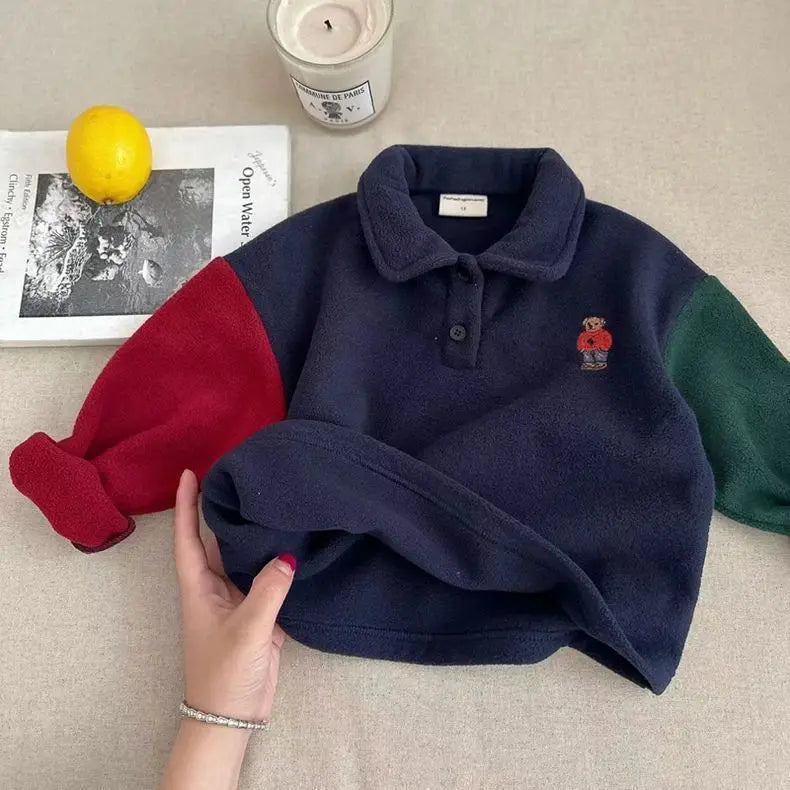 Teddy Bear Fleece Polo Jumper