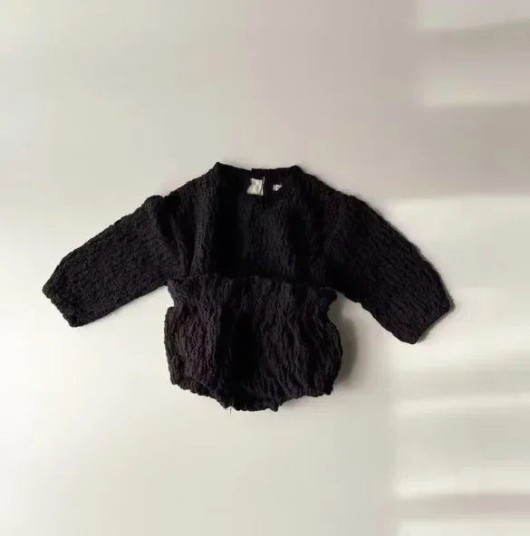 Vintage Textured Cotton Romper Set