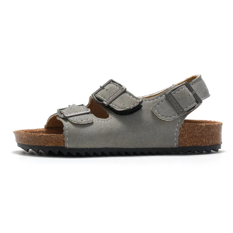 Little Trendsetters Softwood Triple Buckle Velcro Suede Sandal