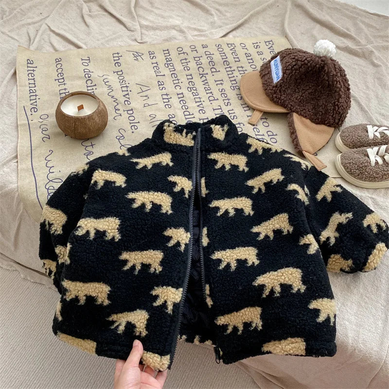 Bear Print Vintage Fleece
