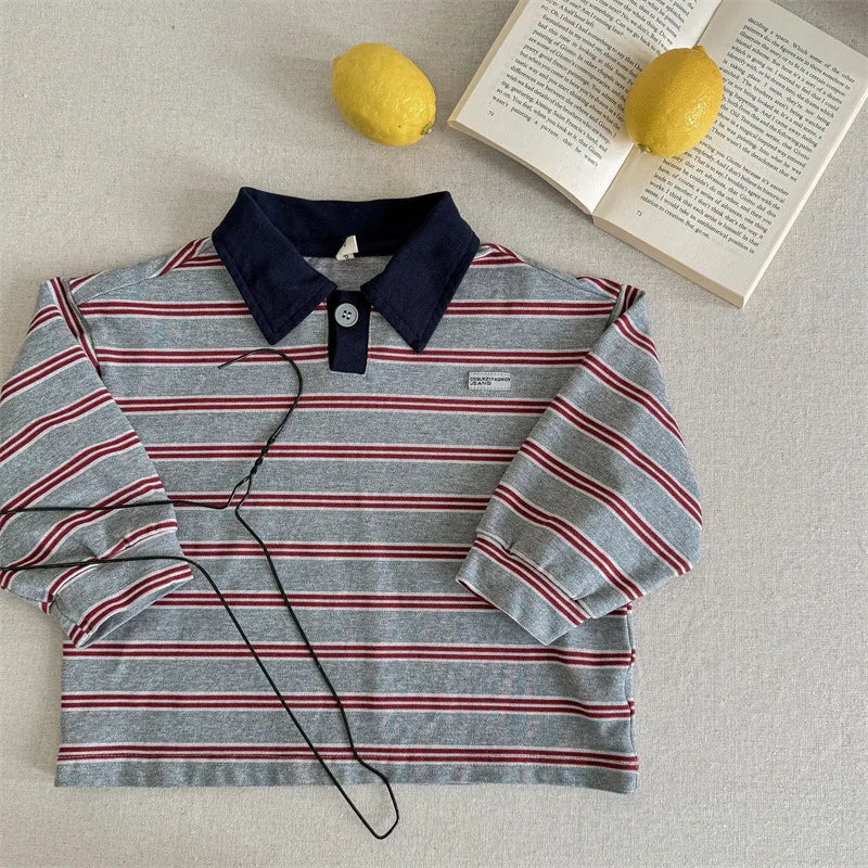 Striped Long Sleeve Polo Shirt