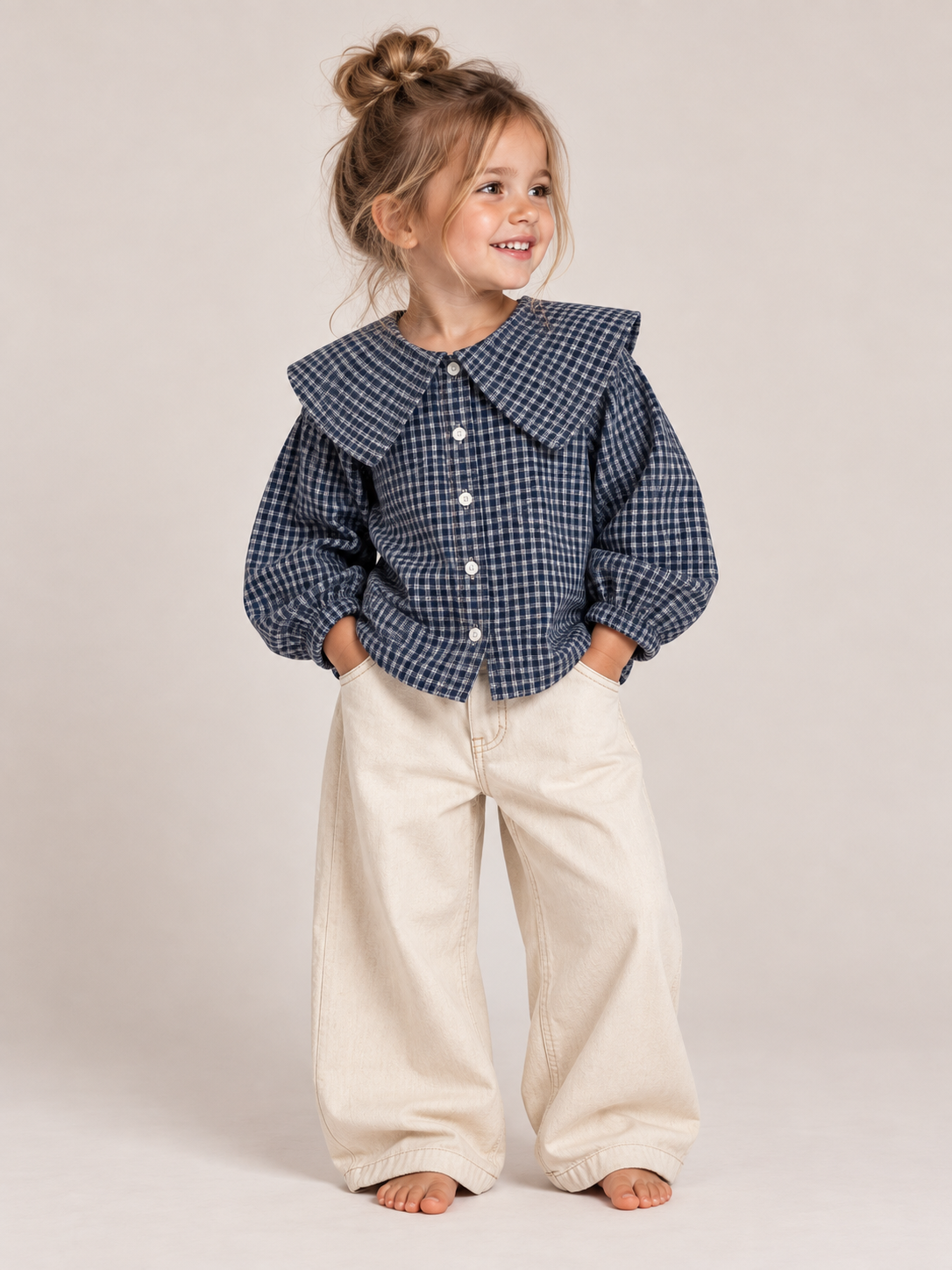 THE VINTAGE COLLAR PLAID BLOUSE