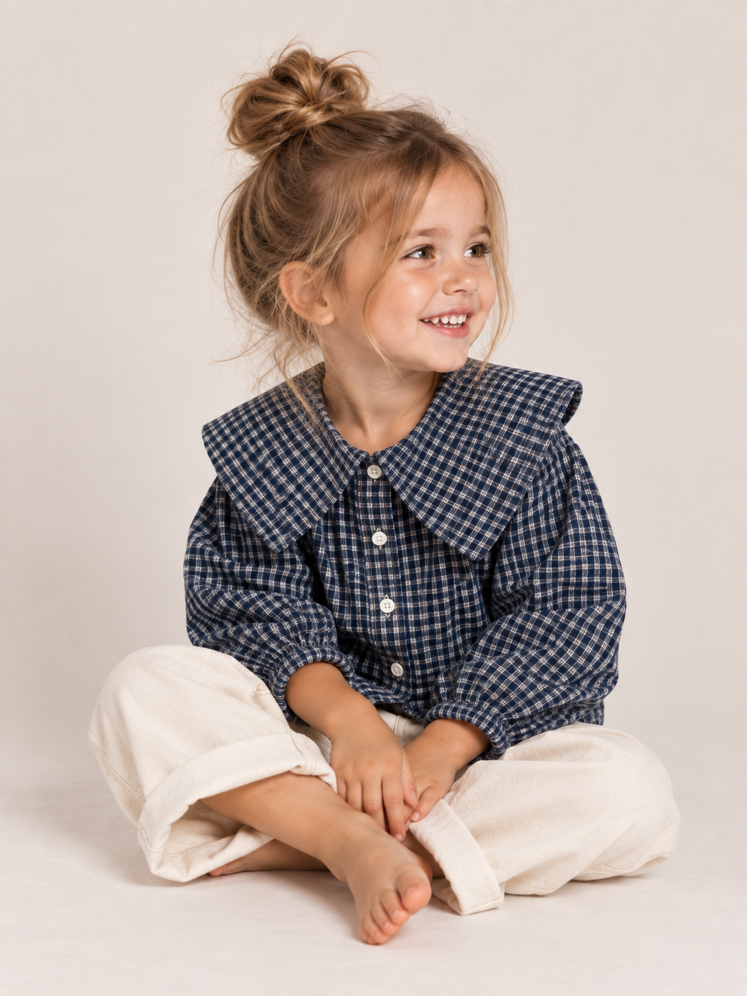 THE VINTAGE COLLAR PLAID BLOUSE