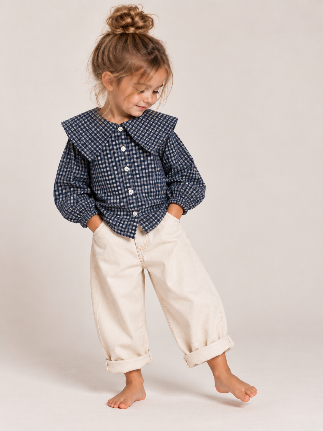THE VINTAGE COLLAR PLAID BLOUSE