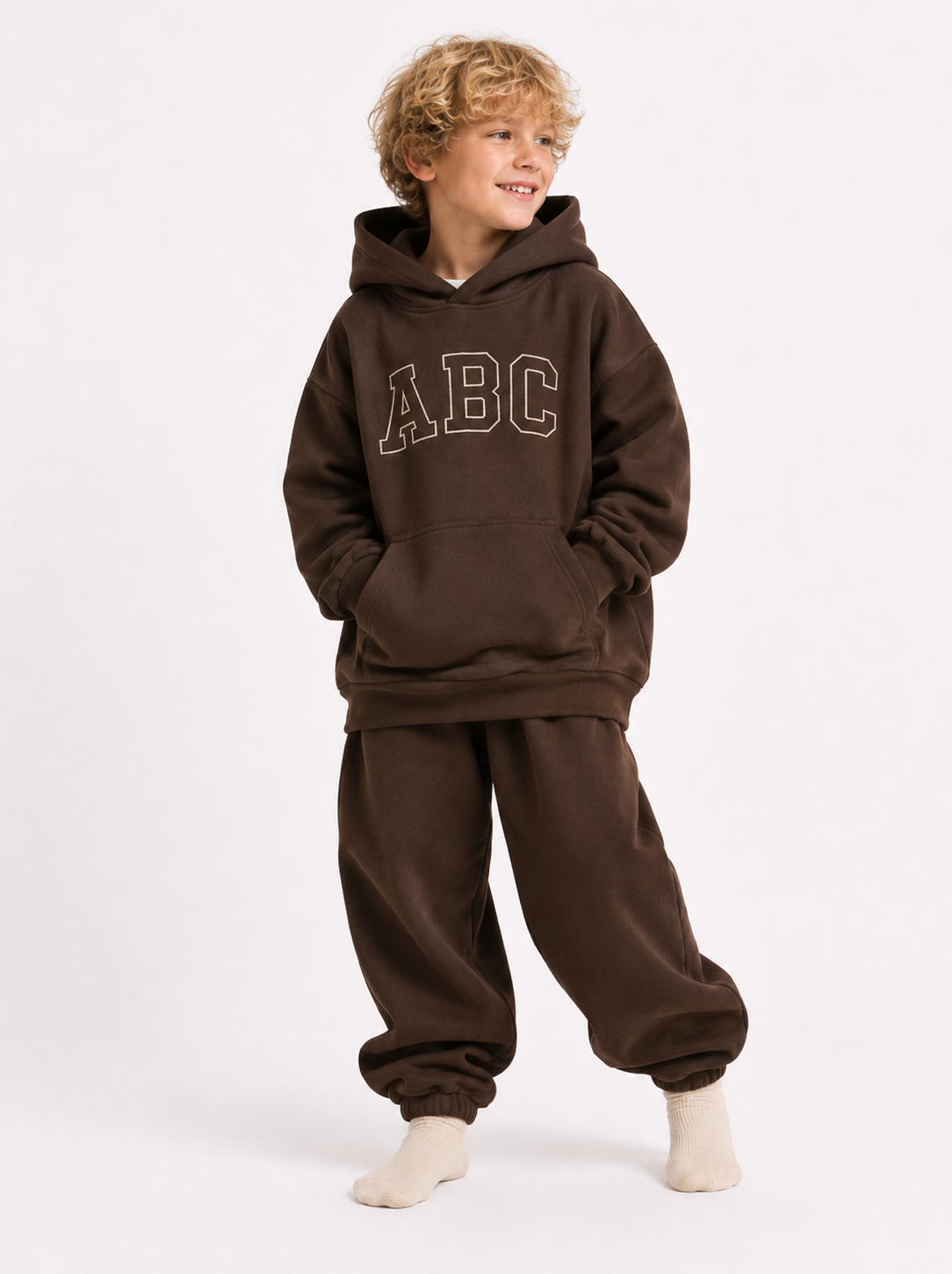 ABC Thick Fleece Hoodie Set